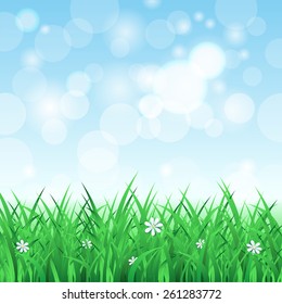 Spring landscape with grass and sky, vector eps10