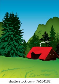 spring landscape illustration