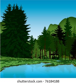 spring landscape illustration