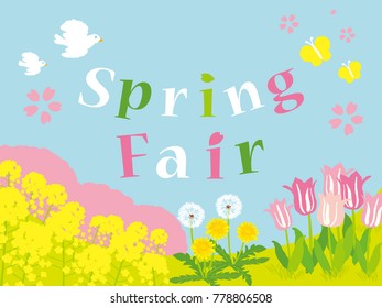 Spring landscape of illustrations
