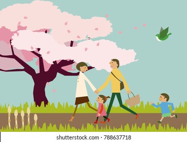 Spring landscape. Image of spring. Cherry blossoms and family.
Image of hiking. a short trip. Spring landscape. Spring clip art.