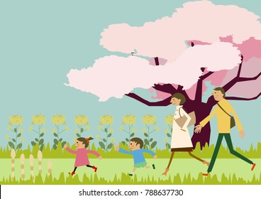 Spring landscape. Image of spring. Cherry blossoms and family.
Image of hiking. a short trip. Spring landscape. Spring clip art.