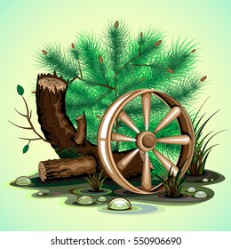 spring landscape. pine creek flow with the wheel