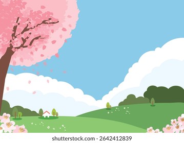 spring landscape with pink blossom