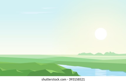 Spring landscape with river