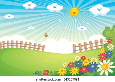 Spring Landscape Vector