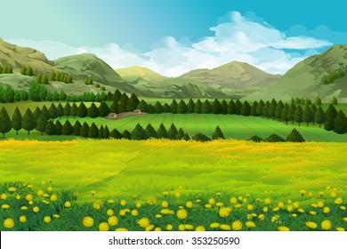 Spring landscape vector background