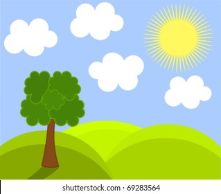 Spring Landscape Vector Illustration Stock Vector (Royalty Free ...