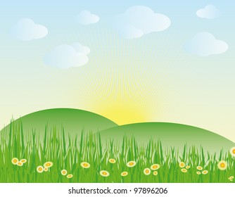 spring landscape - vector illustration