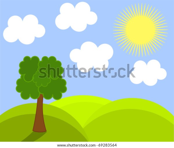 Spring Landscape Vector Illustration Stock Vector (royalty Free 