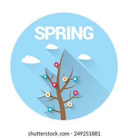 spring landscape vector illustration can be used for banner and posters.