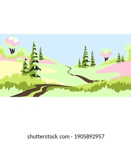 spring landscape. vector illustration of the countryside in the spring