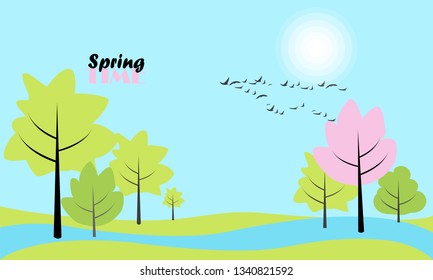 spring landscape. vector image of spring