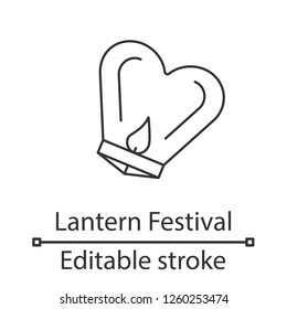 Spring Lantern Festival linear icon. Thin line illustration. Chinese paper lantern. Contour symbol. Vector isolated outline drawin. Editable stroke