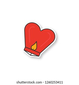 Spring Lantern Festival patch. Chinese paper lantern. Color sticker. Vector isolated illustration
