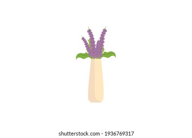 Spring Lavender Flower Vase Vector Icon