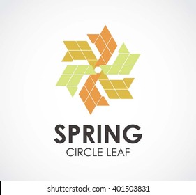 Spring leaf of circle summer abstract vector and logo design or template nature business icon of company identity symbol concept