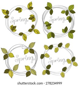 Spring leaf wreath vector illustration 
