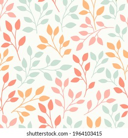 Spring leaves branch vector graphic flat illustration seamless pattern can be use for background and apparel design