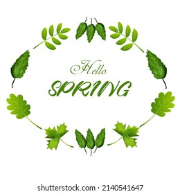 Spring Leaves Frame and Border Vector Illustration
