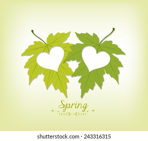 spring leaves with hearts