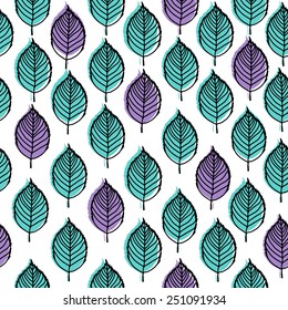 Spring leaves seamless pattern.