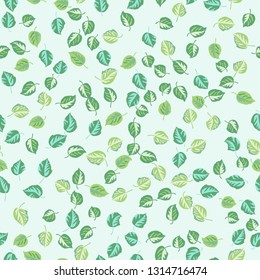 Spring leaves seamless pattern. Floral simple background.