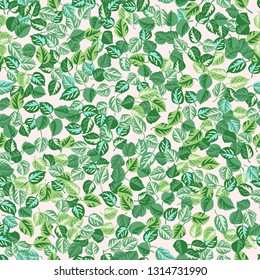 Spring leaves seamless pattern. Floral simple background.