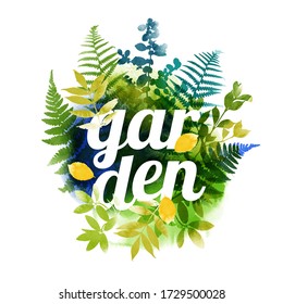 Spring leaves watercolor vector background. 