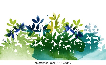 Spring leaves watercolor vector set. 