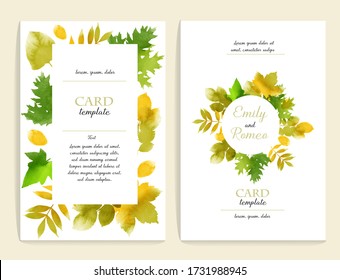 Spring leaves watercolor vector set template