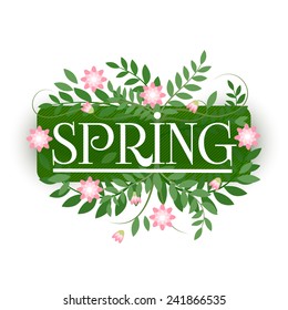 Spring lettering banner, Vector illutration