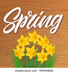 Spring lettering with beautiful flowers