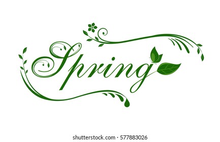 Spring lettering design background. Isolated vector illustration on white background.