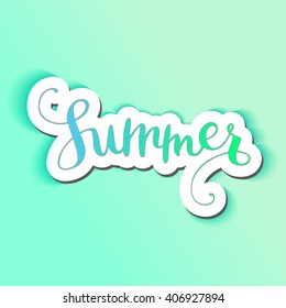 Spring lettering design on a blue background.Vector illustration EPS10
