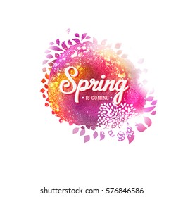 Spring lettering in different colors isolated on white background. Abstract typographic spring design for banner, poster, card, flyer. Vector illustration