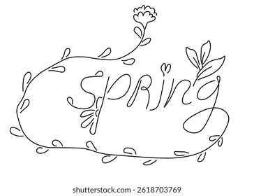 spring lettering in doodle style. Template for background, wallpaper, banner, backdrop, decoration