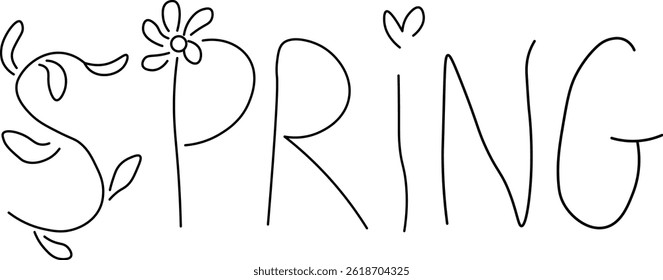 spring lettering in doodle style. Template for background, wallpaper, banner, backdrop, decoration