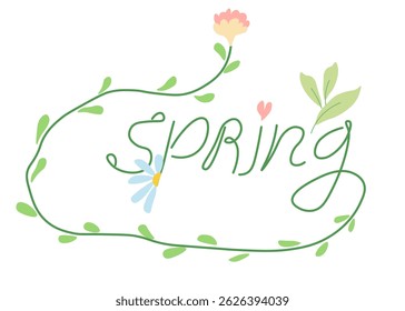 spring lettering in doodle style. Template for background, wallpaper, banner, backdrop, decoration