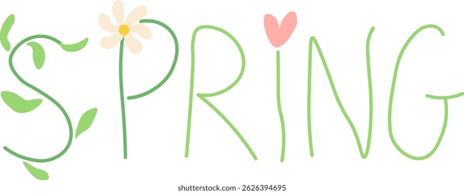 spring lettering in doodle style. Template for background, wallpaper, banner, backdrop, decoration