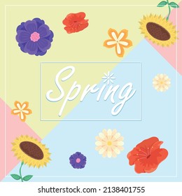 Frühlingsstift und Blumenpostkarte