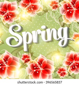 Spring lettering Frangipani flowers