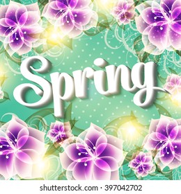 Spring lettering Frangipani flowers