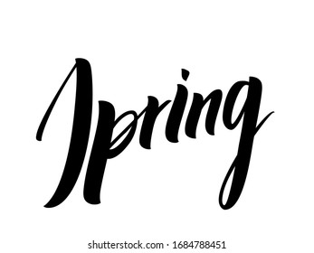 Spring lettering. Handwritten modern calligraphy, brush painted letters. Inspirational text, vector illustration. Template for banner, poster, greeting card, postcard, t-shirts print or web design