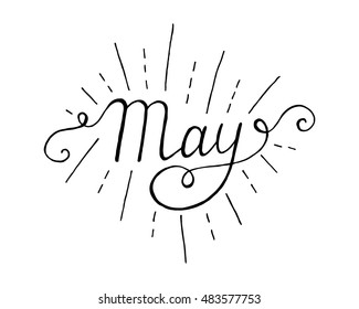 Spring lettering May. Vector handwritten typography