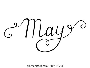 Spring lettering May. Vector handwritten typography