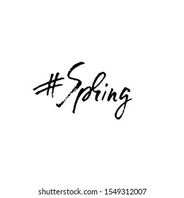 Spring lettering. Modern dry brush inscription. Vector illustration.