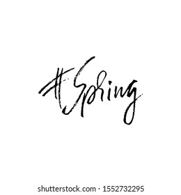 Spring lettering. Modern dry brush inscription. Vector illustration.