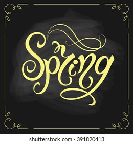 Spring lettering on a black background