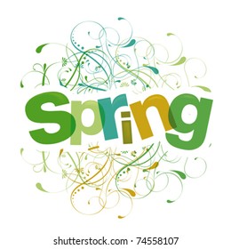 Spring lettering on isolated background